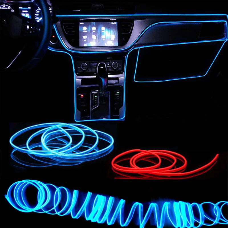 "Unique Car Interior LED Decorative Lamp: Flexible Ambient Lighting for Auto DIY, USB-Powered Atmosphere."