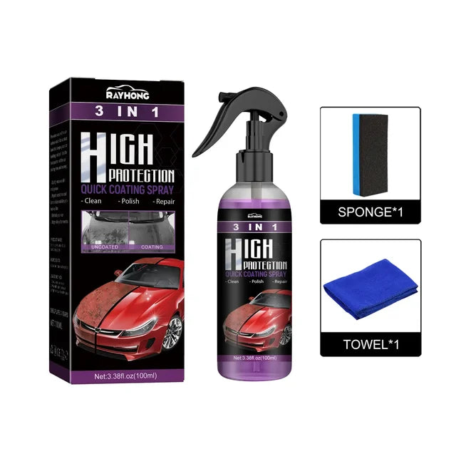   "3-in-1 Rapid Ceramic Coating: Essential for every vehicle, providing brilliant shine and comprehensive protection for wheels, glass, and car paint."