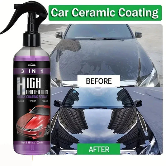   "3-in-1 Rapid Ceramic Coating: Essential for every vehicle, providing brilliant shine and comprehensive protection for wheels, glass, and car paint."