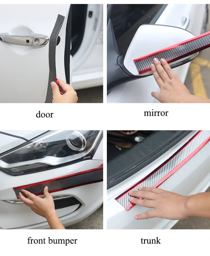 This protection tape features a 5D carbon fiber finish and provides perfect protection against scratches and scuffs for car body parts including doors, spoilers, trunk, and entry sills. It enhances the appearance and style of the car.