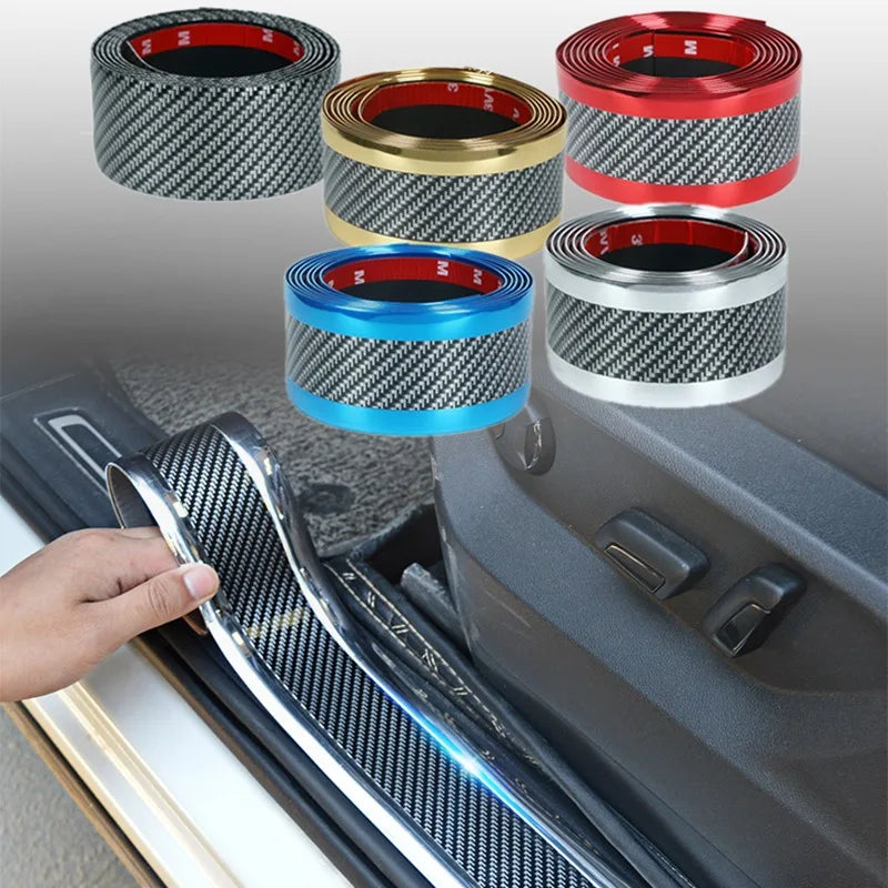 This protection tape features a 5D carbon fiber finish and provides perfect protection against scratches and scuffs for car body parts including doors, spoilers, trunk, and entry sills. It enhances the appearance and style of the car.