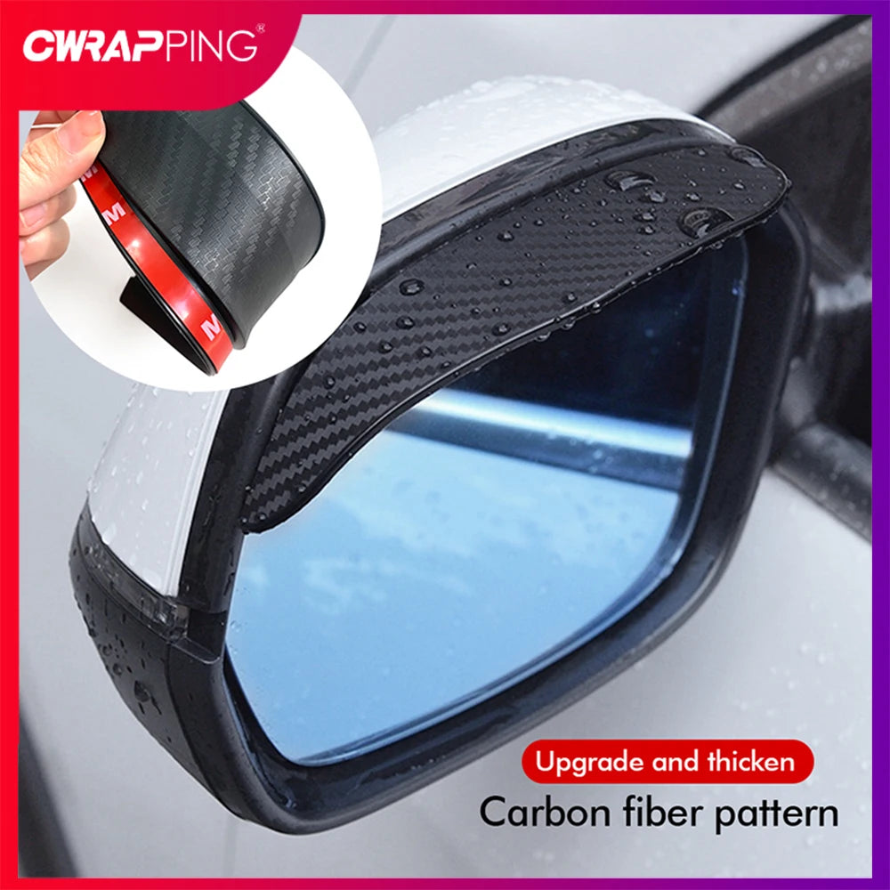 "Carbon Fiber Rain Visor for Car Rearview Mirror - Stylish Protection"