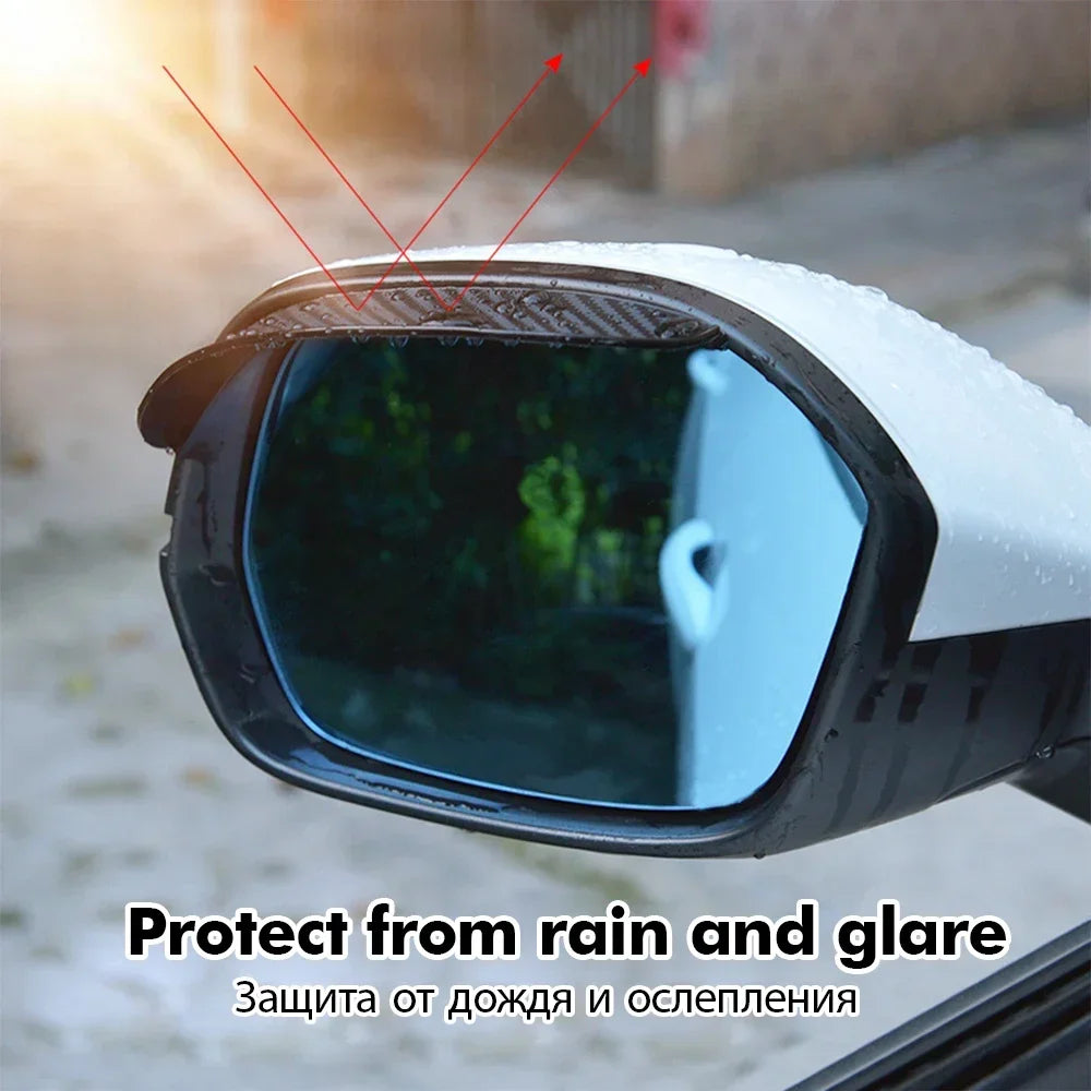 "Carbon Fiber Rain Visor for Car Rearview Mirror - Stylish Protection"