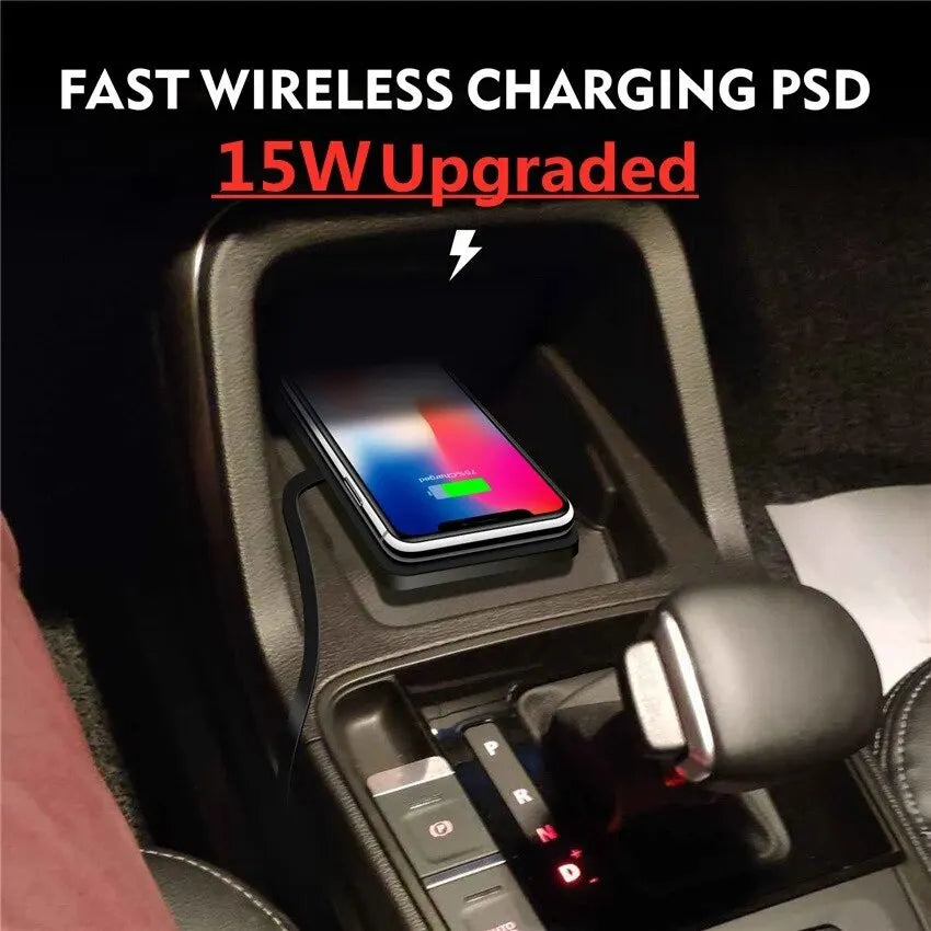 "Silicone Non-Slip Car Wireless Charging Pad, Sleek Design and Advanced Technology for Fast Charging up to 15W."