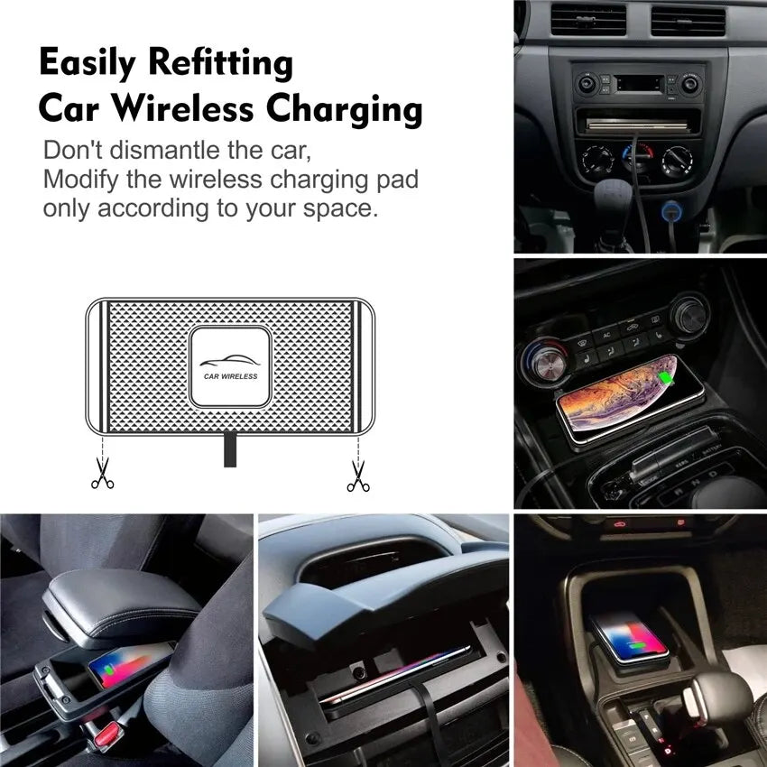 "Silicone Non-Slip Car Wireless Charging Pad, Sleek Design and Advanced Technology for Fast Charging up to 15W."