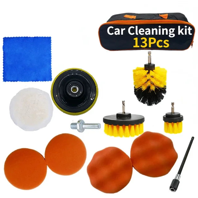 "New Car Cleaning Kit with Detailing Brushes for Interior, Air Vents, Towel, and Polisher - Awesome Tools for Your Car!"