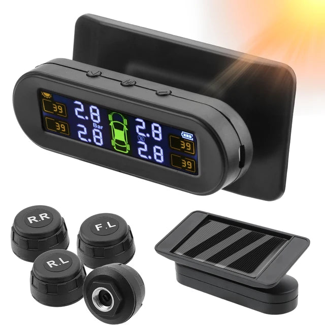 "SolarEdge Vigilant: Electric Tire Pressure Monitoring System with 4 External Sensors - Essential for Every Vehicle"